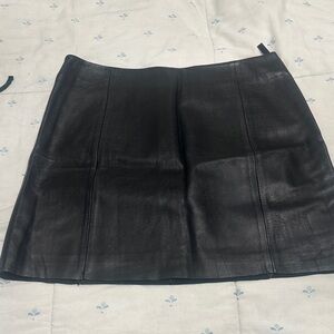 BCBGMaxAzria Dark Leather Mini Skirt